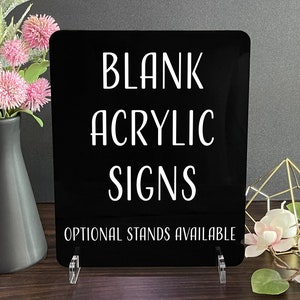 Blank Acrylic Table Sign with Optional Stands, Blank Table Numbers Sign, Acrylic Wedding DIY Sign, Custom Sign Blank, Blank Acrylic Bar Sign