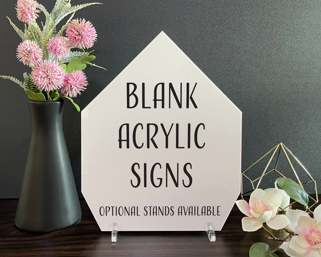 Blank Acrylic Table Sign With Optional Stands, Blank Table Numbers Sign