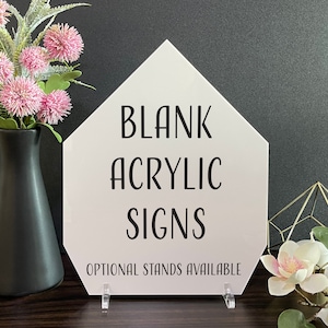 Blank Acrylic Table Sign with Optional Stands, Blank Table Numbers Sign, Acrylic Wedding DIY Sign, Custom Sign Blank, Blank Acrylic Bar Sign