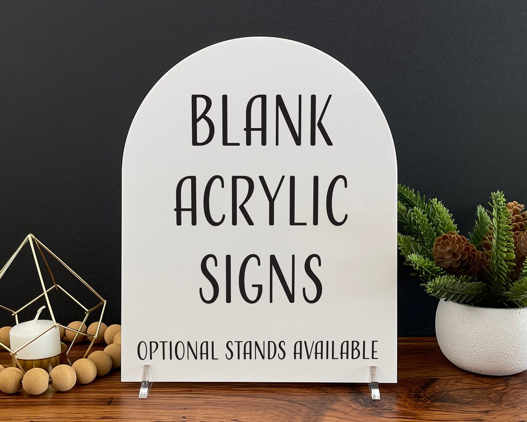 Blank Acrylic Table Sign With Optional Stands, Blank Table Numbers Sign