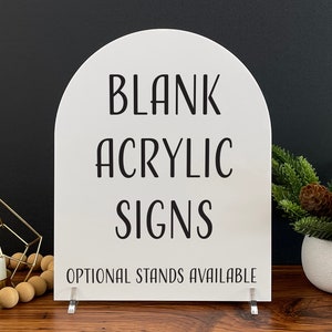 Blank Acrylic Table Sign with Optional Stands, Blank Table Numbers Sign, Acrylic Wedding DIY Sign, Custom Sign Blank, Blank Acrylic Bar Sign