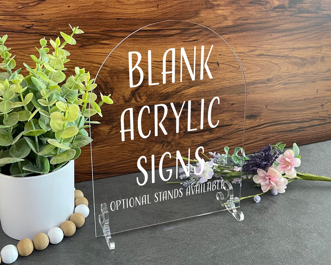 Blank Acrylic Table Sign With Optional Stands Blank Table Etsy