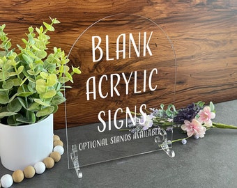 Blank Acrylic Sign, DIY Wedding Table Decor, with Optional Stands