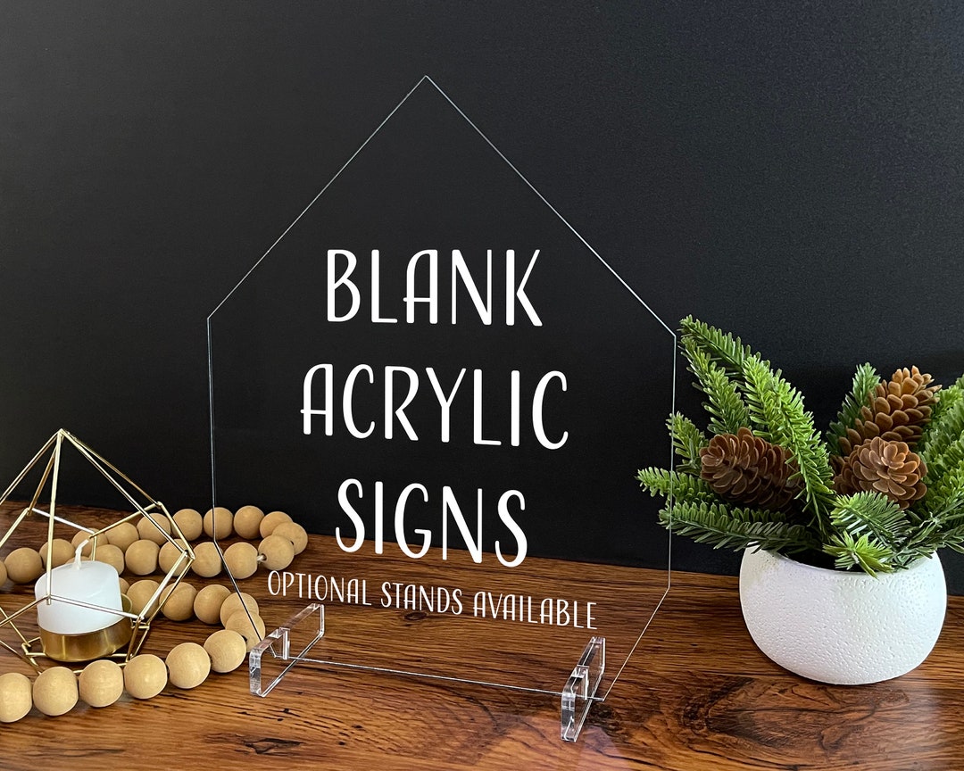 Blank Acrylic Table Sign With Optional Stands Blank Table Etsy