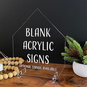 Blank Acrylic Table Sign with Optional Stands, Blank Table Numbers Sign, Acrylic Wedding DIY Sign, Custom Sign Blank, Blank Acrylic Bar Sign