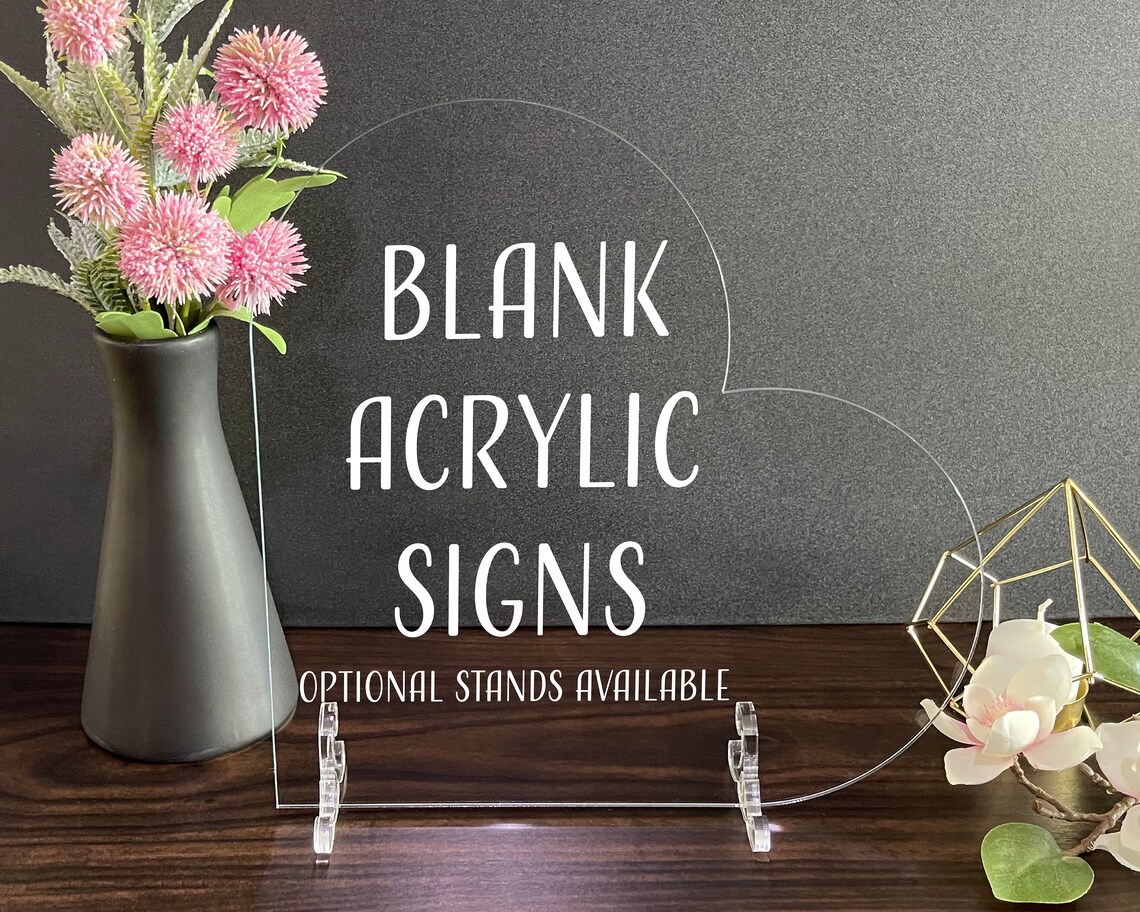 Blank Acrylic Table Sign With Optional Stands Blank Table Etsy