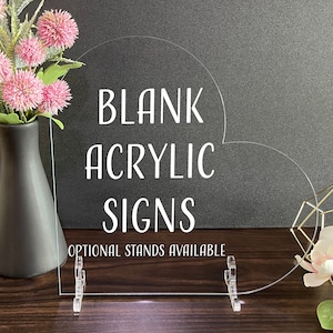 Blank Acrylic Table Sign with Optional Stands, Blank Table Numbers Sign, Acrylic Wedding DIY Sign, Custom Sign Blank, Blank Acrylic Bar Sign