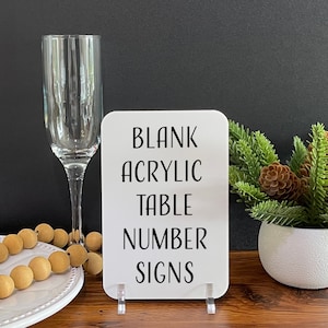 Blank Acrylic Table Sign with Optional Stands, Blank Table Numbers Sign, Acrylic Wedding DIY Sign, Custom Sign Blank, Blank Acrylic Bar Sign