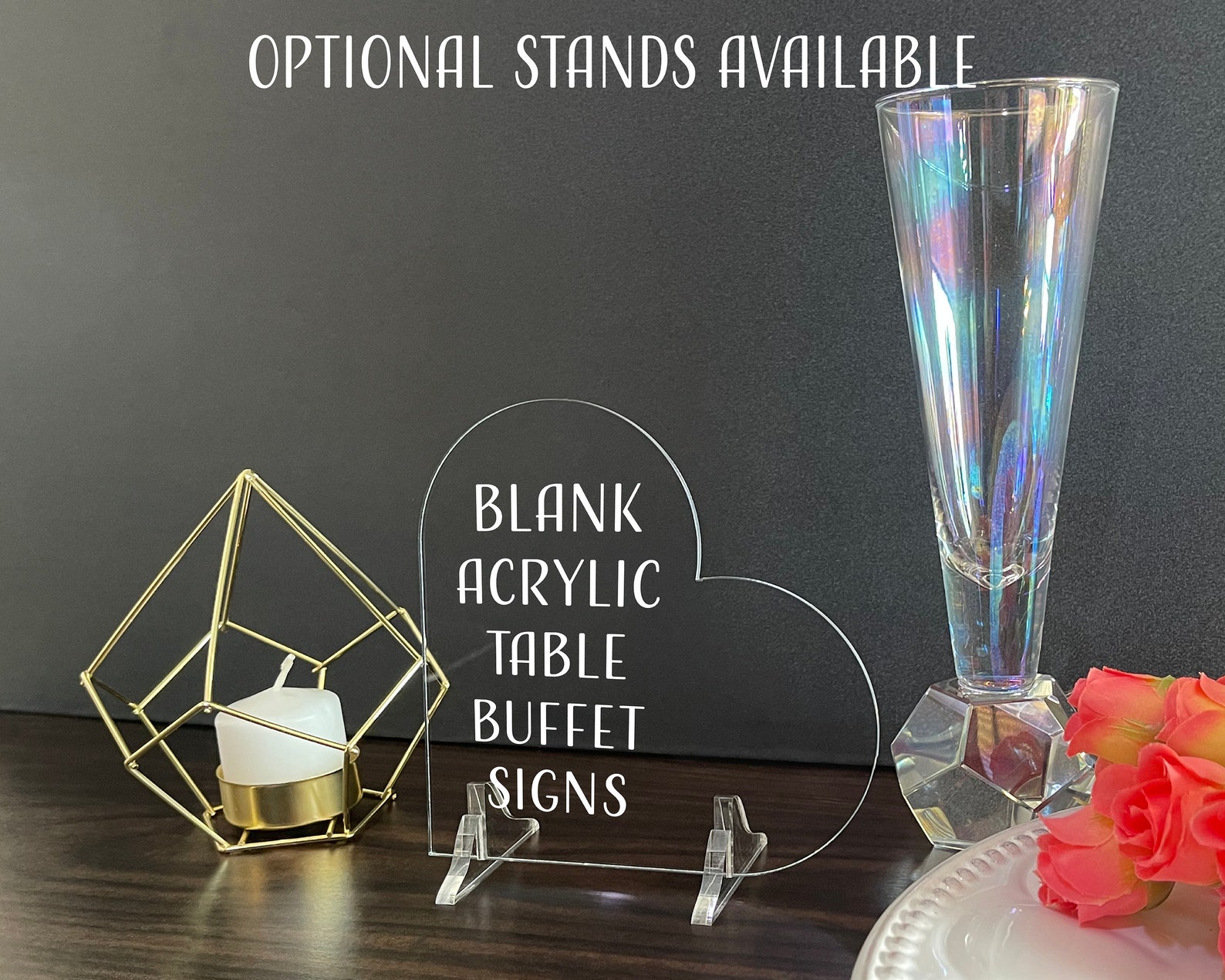 Blank Acrylic Table Sign With Optional Stands Blank Table Etsy
