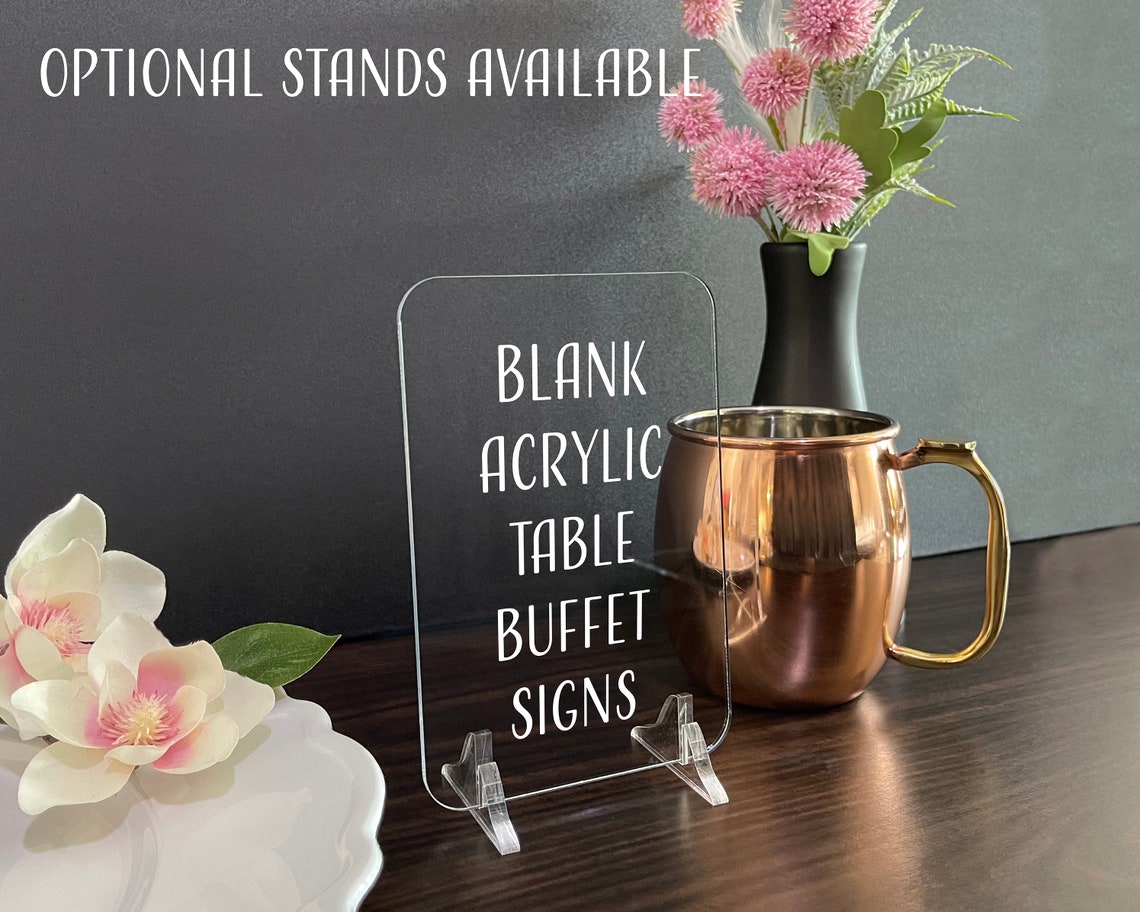 Blank Acrylic Table Sign With Optional Stands Blank Table Etsy