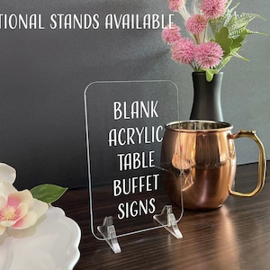 Blank Acrylic Table Sign with Optional Stands, Blank Table Numbers Sign, Acrylic Wedding DIY Sign, Custom Sign Blank, Blank Acrylic Bar Sign