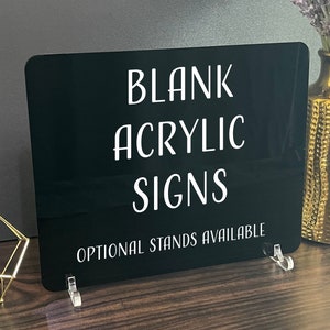 Blank Acrylic Table Sign with Optional Stands, Blank Table Numbers Sign, Acrylic Wedding DIY Sign, Custom Sign Blank, Blank Acrylic Bar Sign