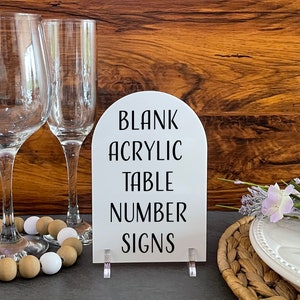 Blank Acrylic Table Sign with Optional Stands, Blank Table Numbers Sign, Acrylic Wedding DIY Sign, Custom Sign Blank, Blank Acrylic Bar Sign