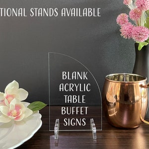 Blank Acrylic Table Sign with Optional Stands, Blank Table Numbers Sign, Acrylic Wedding DIY Sign, Custom Sign Blank, Blank Acrylic Bar Sign