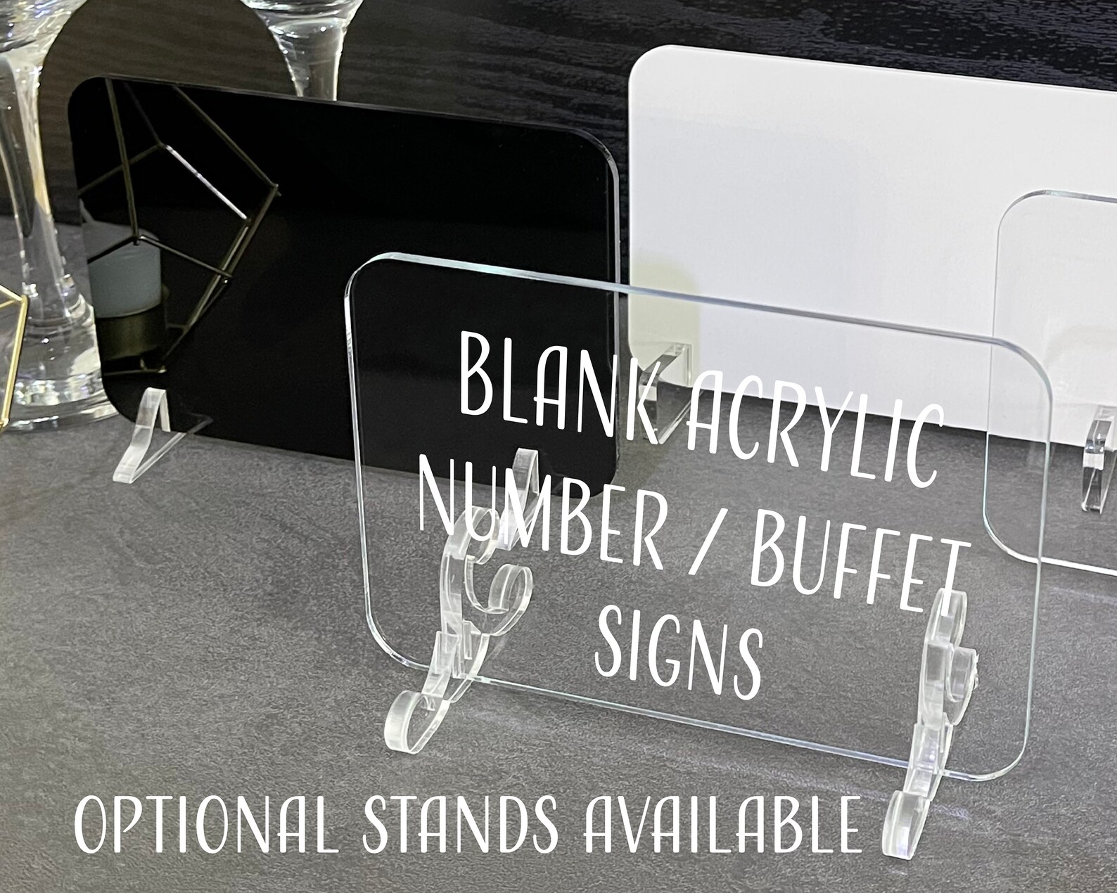 Blank Acrylic Table Sign With Optional Stands Blank Table Etsy