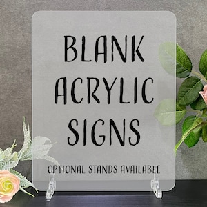 Blank Acrylic Table Sign with Optional Stands, Blank Table Numbers Sign, Acrylic Wedding DIY Sign, Custom Sign Blank, Blank Acrylic Bar Sign
