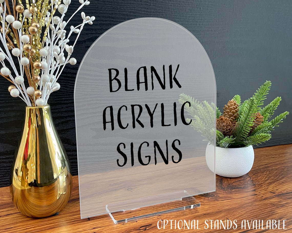 Blank Acrylic Table Sign With Optional Stands Blank Table Etsy