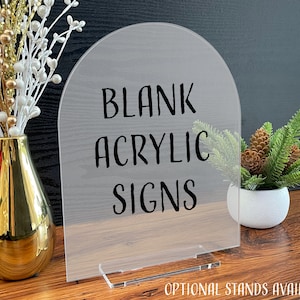 Blank Acrylic Table Sign with Optional Stands, Blank Table Numbers Sign, Acrylic Wedding DIY Sign, Custom Sign Blank, Blank Acrylic Bar Sign