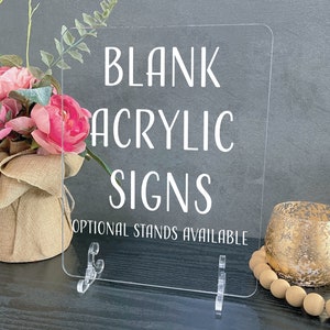 Blank Acrylic Table Sign with Optional Stands, Blank Table Numbers Sign, Acrylic Wedding DIY Sign, Custom Sign Blank, Blank Acrylic Bar Sign