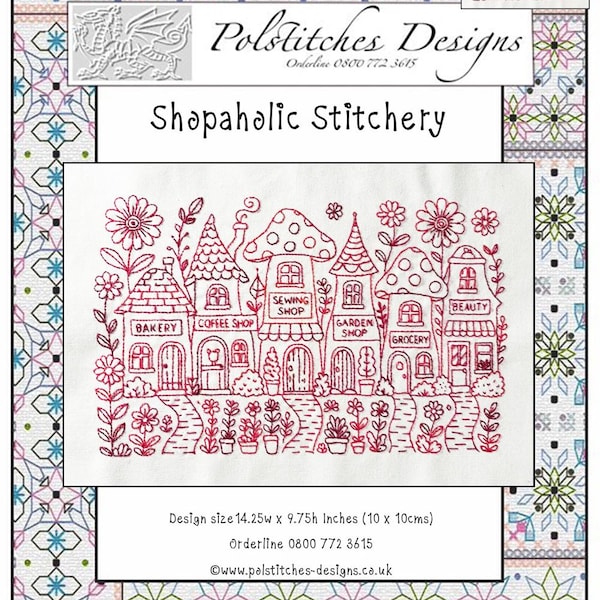 Shopaholic Stitchery pattern with pre-printed fabric