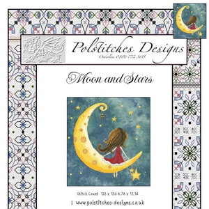 Moon and Stars - PDF - Cross Stitch Chart designed by Polstitches Design