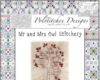 Mrs and Mr Owl Stitchery Pattern