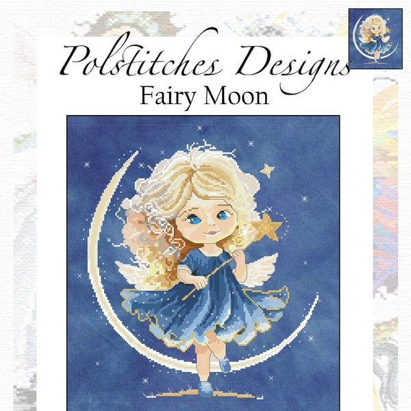 Fairy Moon  Cross Stitch Chart -  PDF