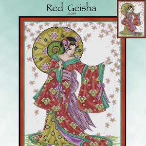 JE053 Red Geisha Chart by Joan Elliott