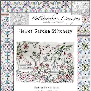 Motif de broderie jardin de fleurs avec tissu préimprimé