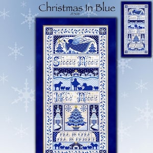 JE308 Christmas in Blue Cross Stitch Chart by Joan Elliott