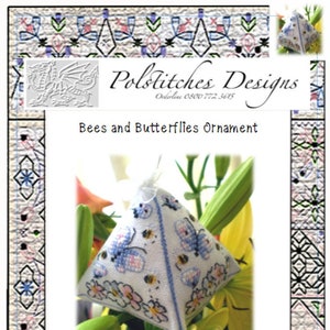 Bees and Butterflies Ornament for  for Cross Stitch