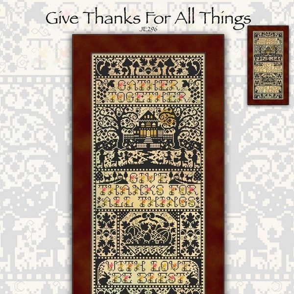JE296 Give Thanks for All Things Kit Cross Stitch Chart PDF- DIGITAL