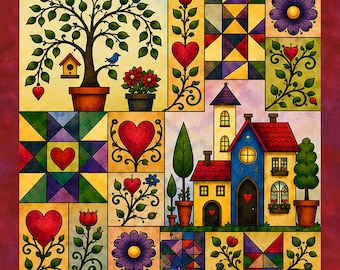 Whimsical House 2 - Tabletop/Cushion Panel