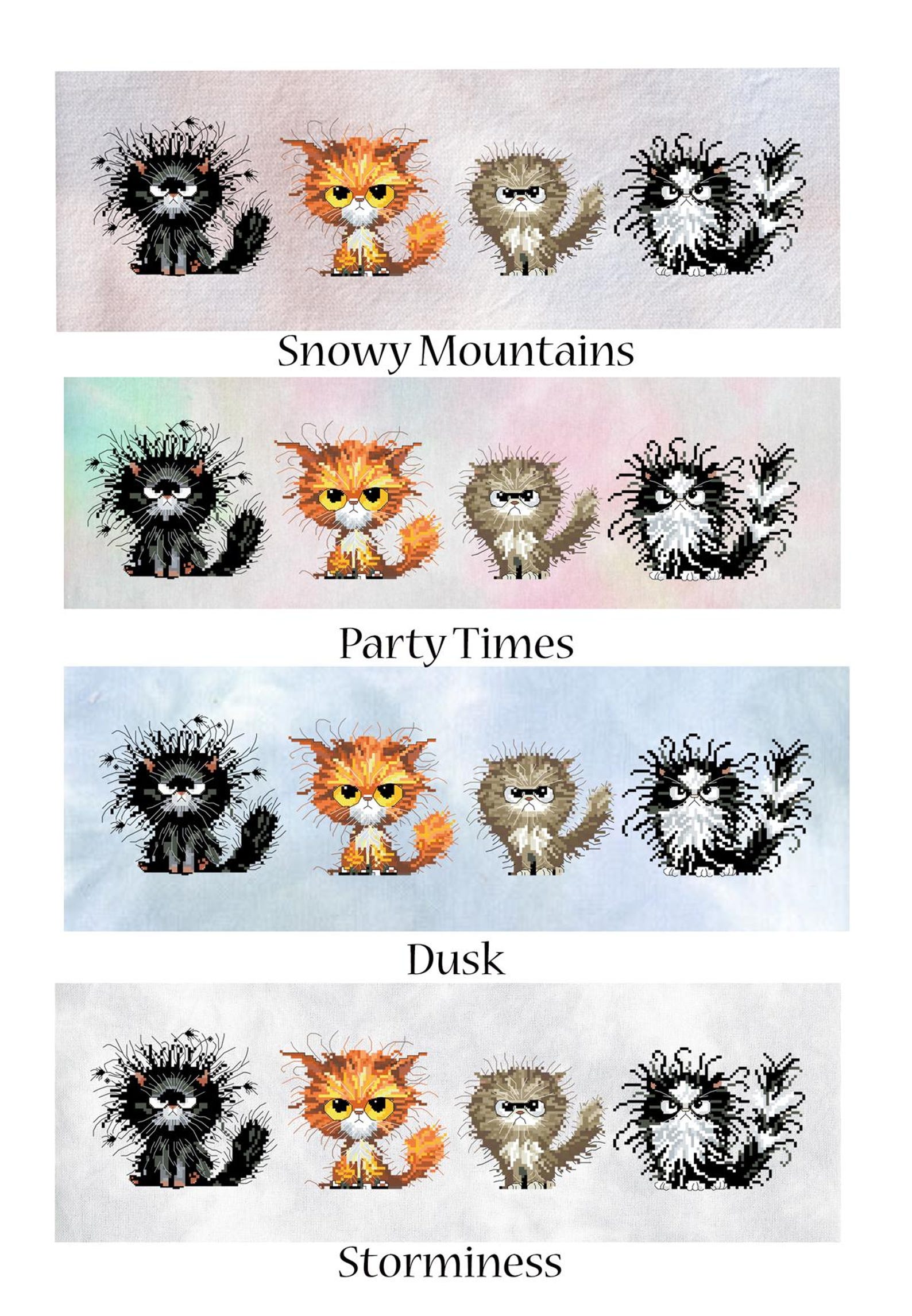 Tierd Cat.pdf Quirky Cats PDF - Digital Chart - Etsy
