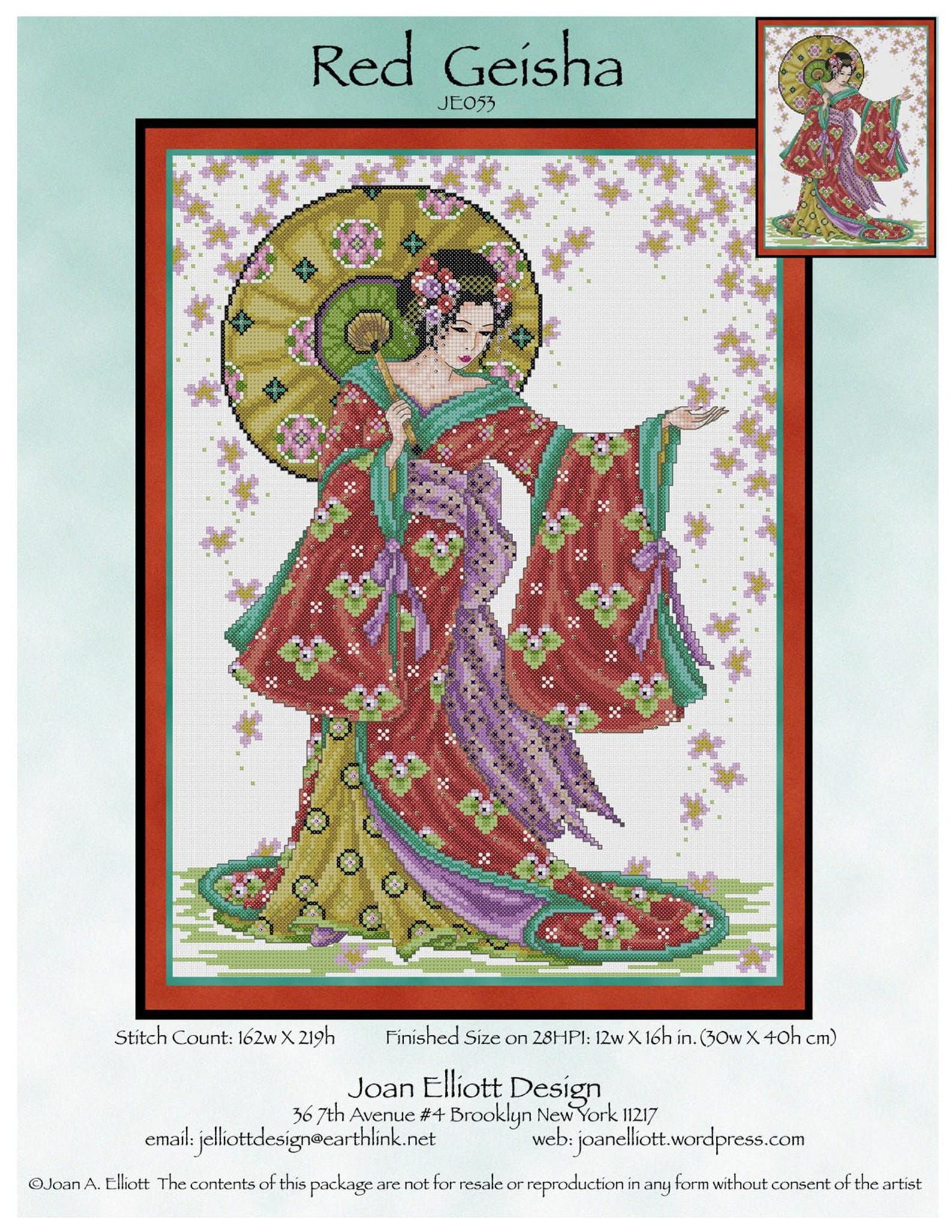 Geisha Numbers Graph JE053 Red Geisha Chart PDF - Digital Cross Stitch Chart - Etsy