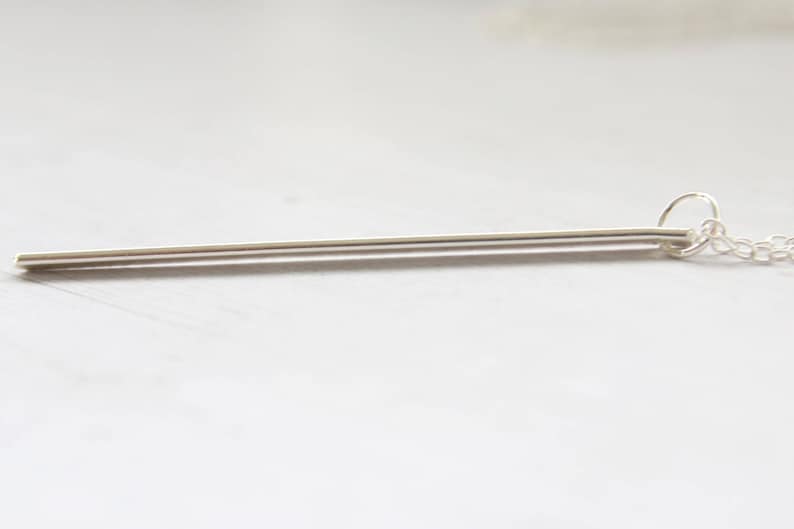Silver vertical bar necklace straight bar necklace sterling Etsy