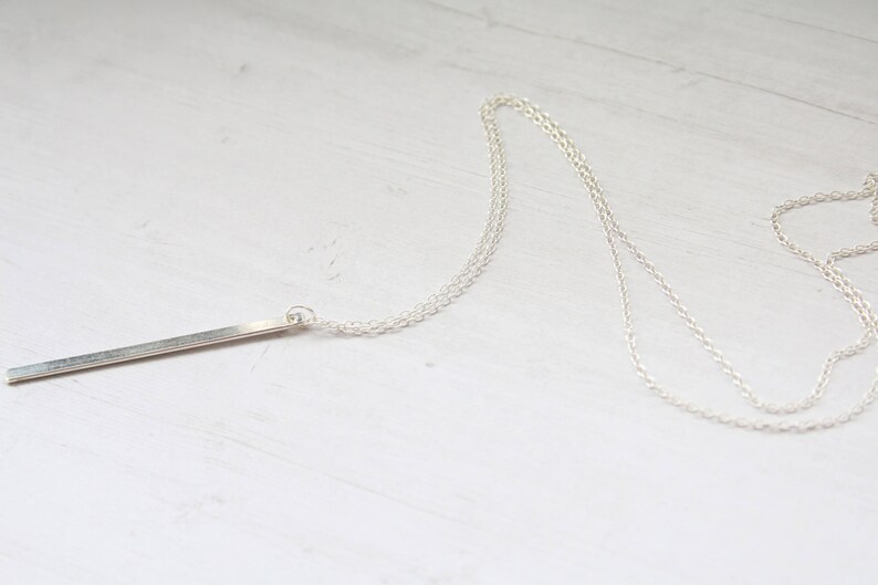 Silver vertical bar necklace straight bar necklace sterling Etsy
