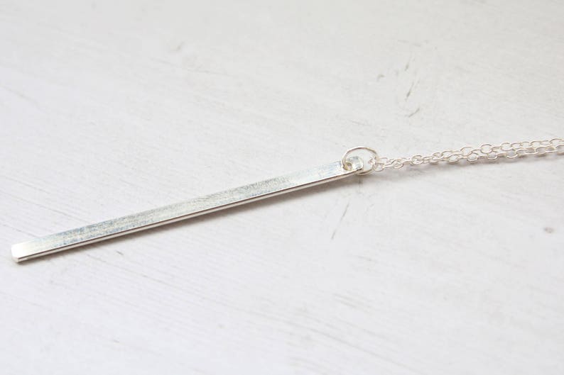 Silver vertical bar necklace straight bar necklace sterling Etsy