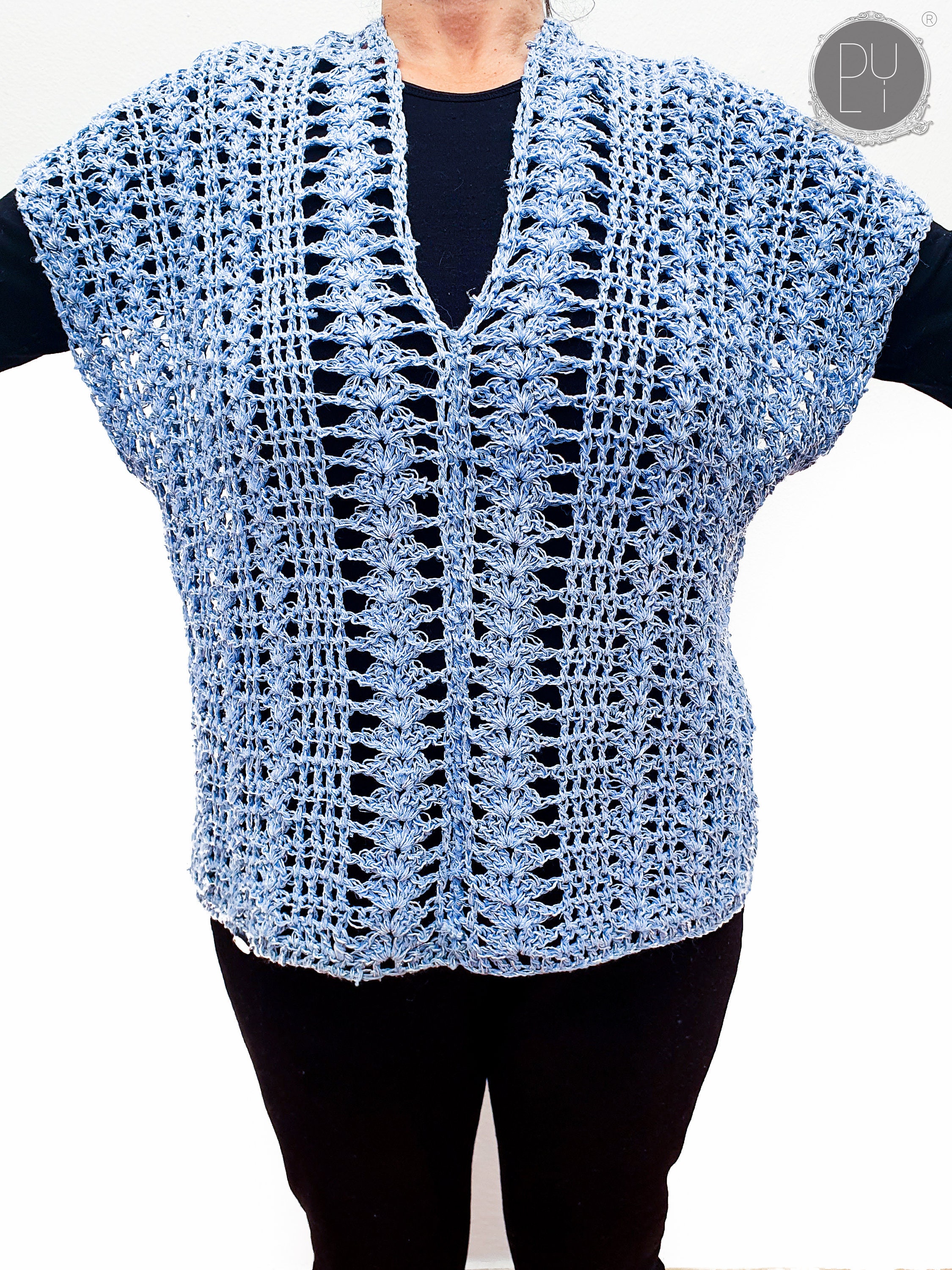 blue crochet top