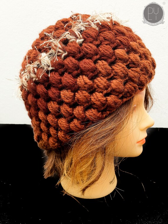 Gold Crochet Beanie Teenager Hat 