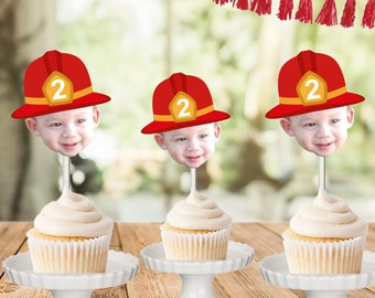 Firefighter Photo Cupcake Toppers, Fireman Cupcake Toppers, Firefighter cupcake toppers, Fireman Party