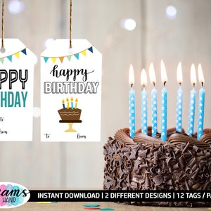 Happy Birthday Gift Tags: Printable School Tags (Instant Download)