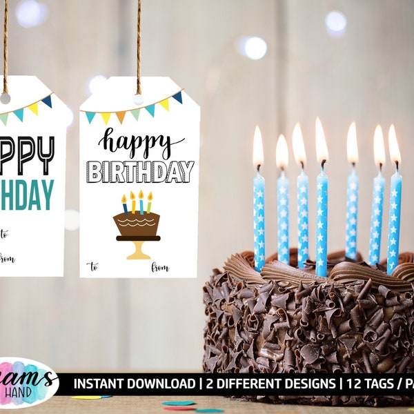 Birthday Hang Tags, Happy Birthday Gift Tags, Instant Download Tags, Gift Tags, Birthday Tags, School Gift Tags, Printable