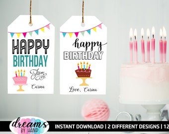 Birthday Hang Tags, Happy Birthday Gift Tags, Instant Download Tags, Gift Tags, Birthday Tags, School Gift Tags, Printable