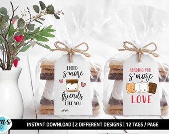 Printable S'more Valentine's Day Tags: School Gift (PDF)
