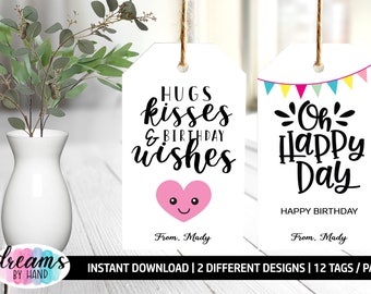 Birthday Hang Tags, Happy Birthday Gift Tags, Instant Download Tags, Gift Tags, Birthday Tags, School Gift Tags, Printable