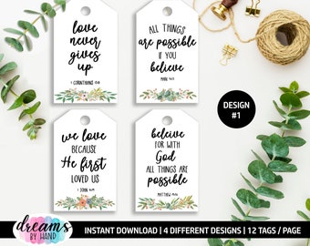 Bible Verse Gift Tags: Christian Encouragement, Printable (PDF Download)
