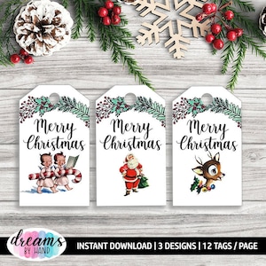 Christmas Tags, Christmas Gift Tags, Instant Download Tags, Vintage Christmas, Holiday Tags, Holiday Gift Tags, Printable
