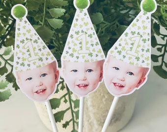 Lucky One Photo Cupcake Toppers: St. Patrick's Day 1st Birthday - set of 12