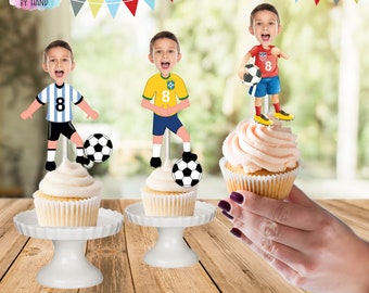 Custom Soccer Photo Cupcake Toppers: Birthday Party Decor